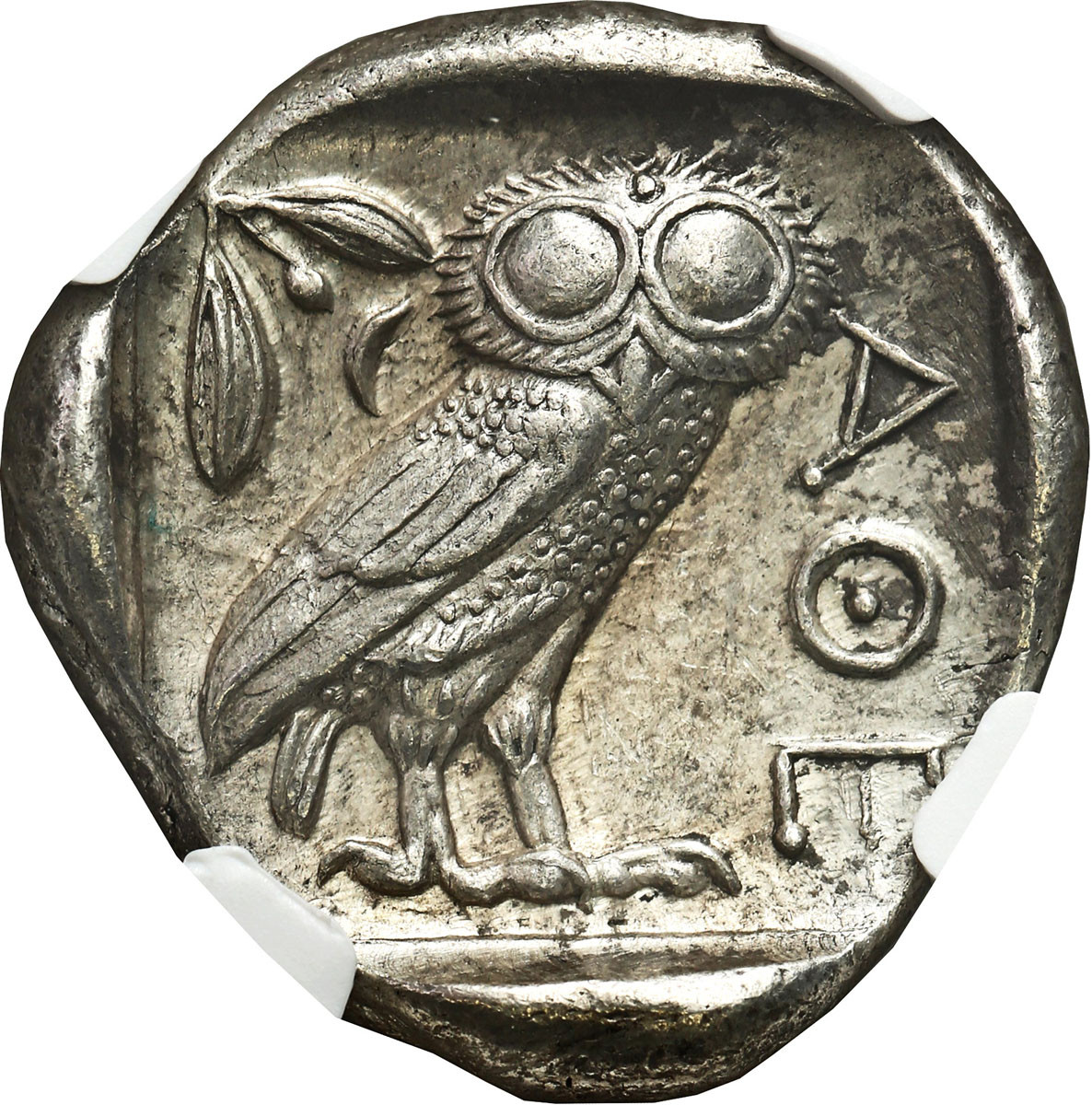 Grecja, Tetradrachma SOWA 440 – 404 p.n.e. Ateny – NGC Ch Au - WYŚMIENITA